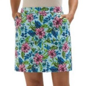 Rafaella Women Hibiscus Floral Prints PullOn Stretch Skort with Pockets Size XL